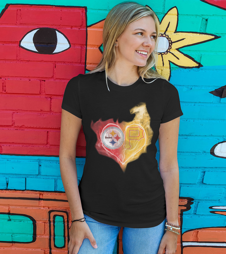 Steelers Pirates Heart Logo T-Shirt