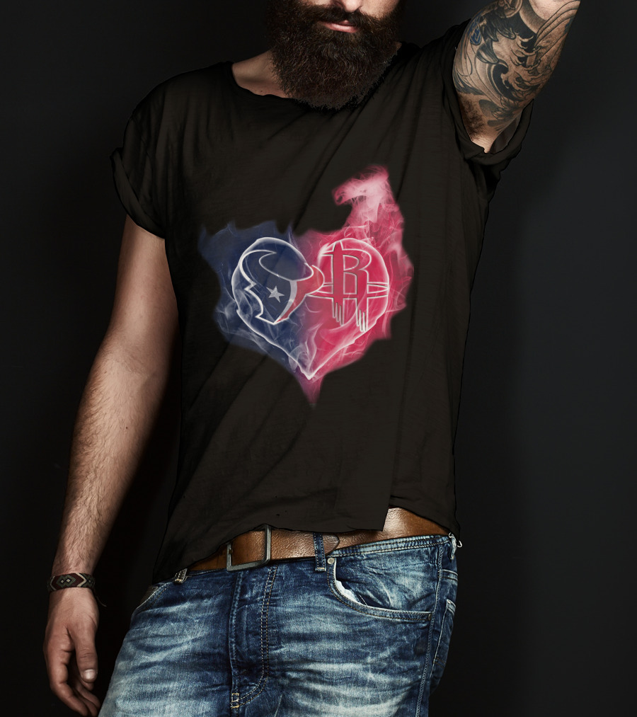 Houston Texans Rockets Heart Logo Fusion T-Shirt