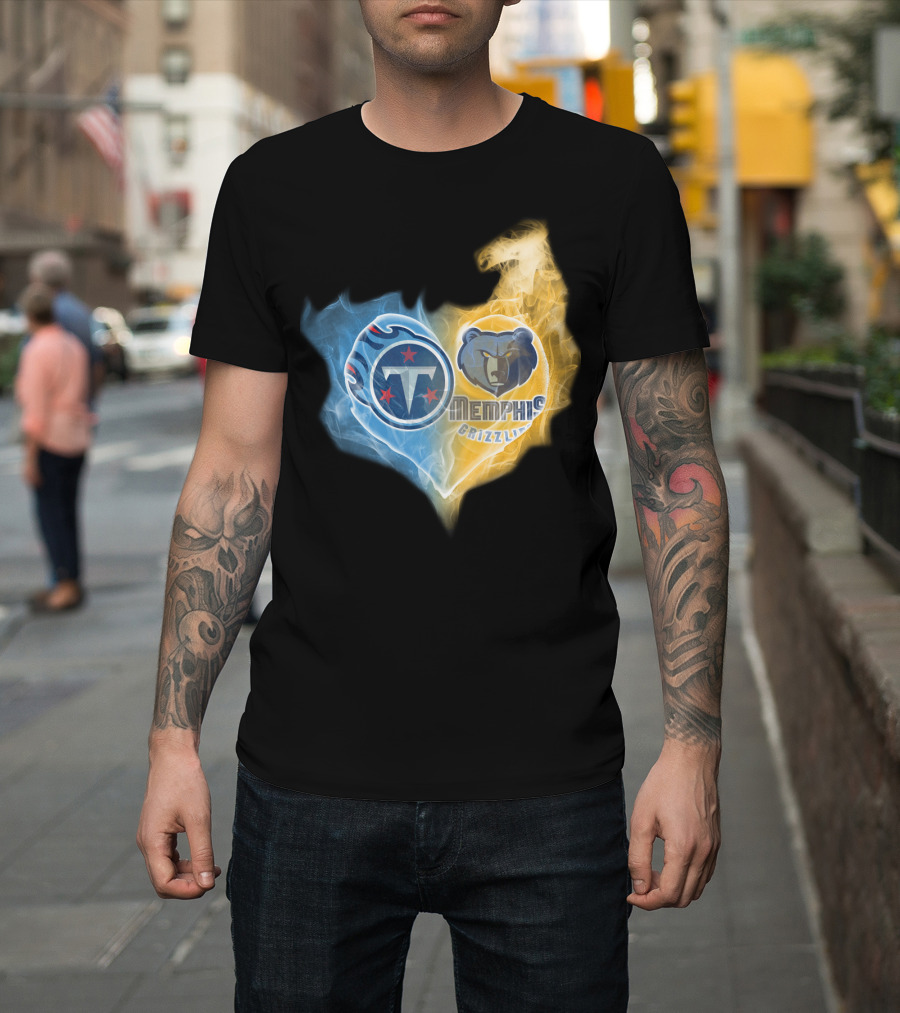 Tennessee Titans Memphis Grizzlies Heart Design T-Shirt