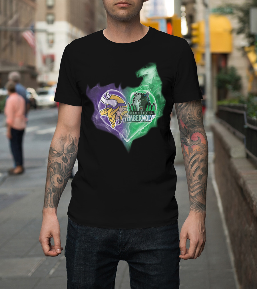 Minnesota Vikings Timberwolves Heart Smoke T-Shirt