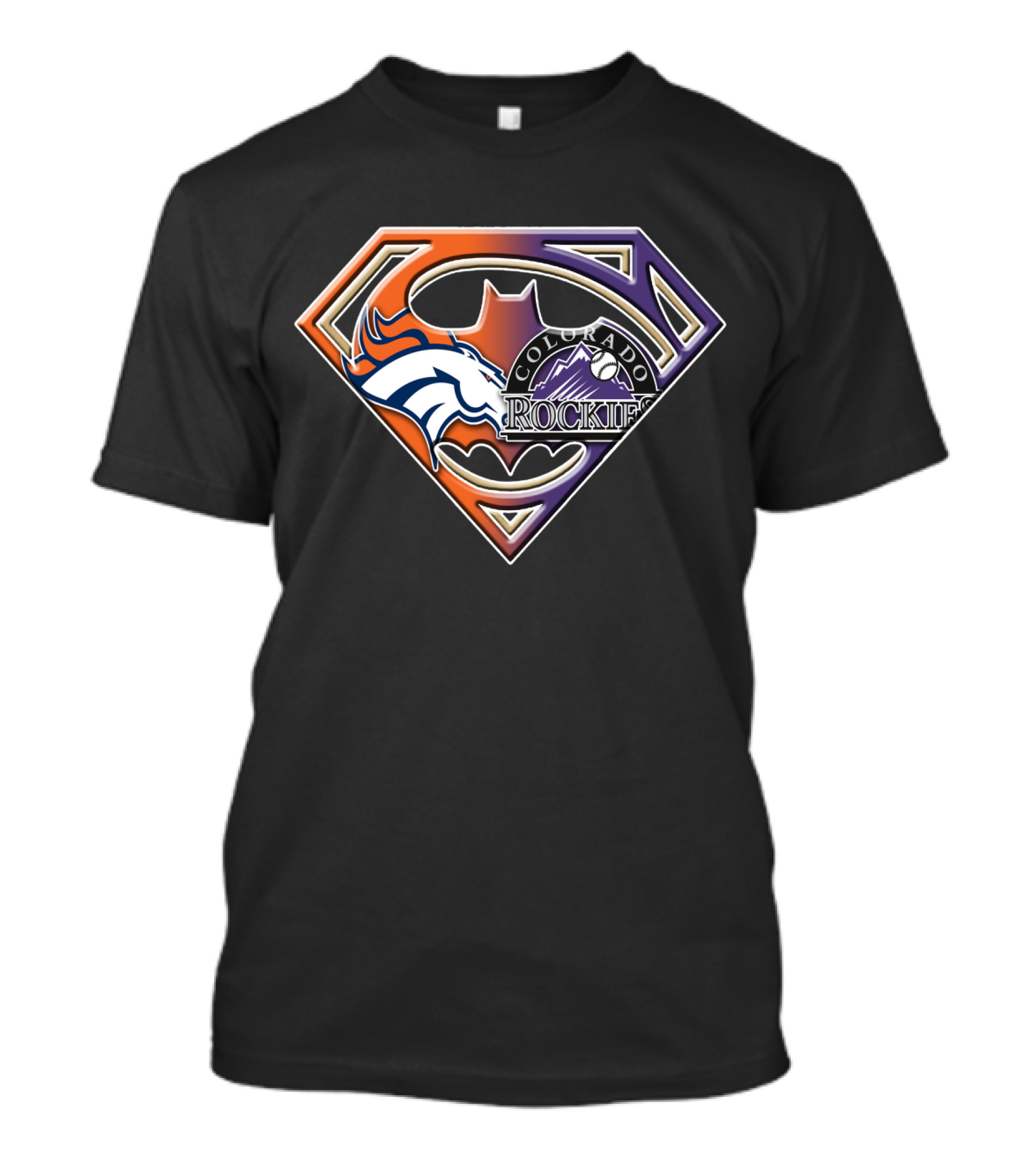 Denver Broncos Colorado Rockies Super Logo Fusion T-Shirt