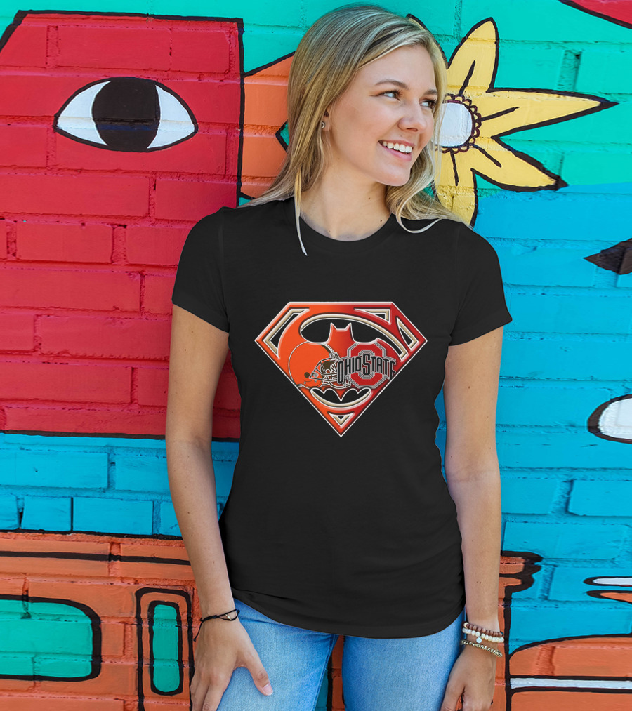 Ohio State Superman Batman Browns Logo Bat T-Shirt