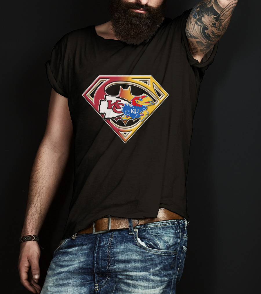 Kansas City Chiefs Kc Ku Jayhawks Superman T-Shirt