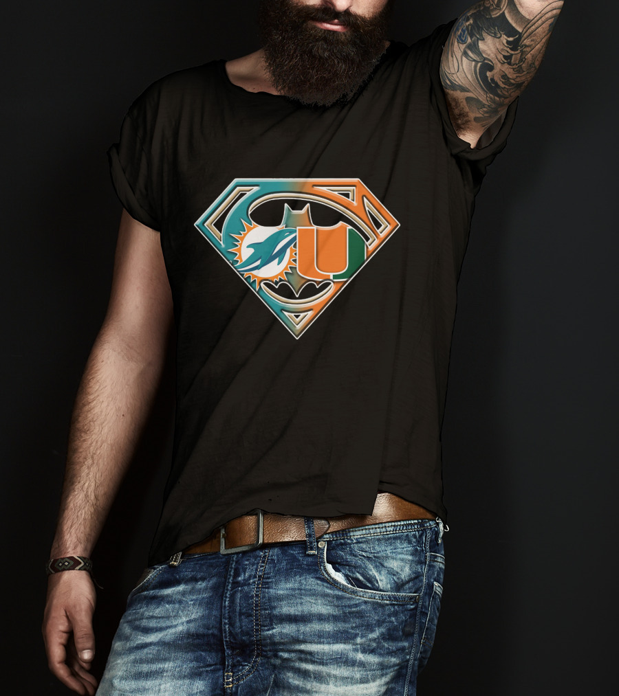 Superman Miami Dolphins University Batman Logo Bat 054 T-Shirt