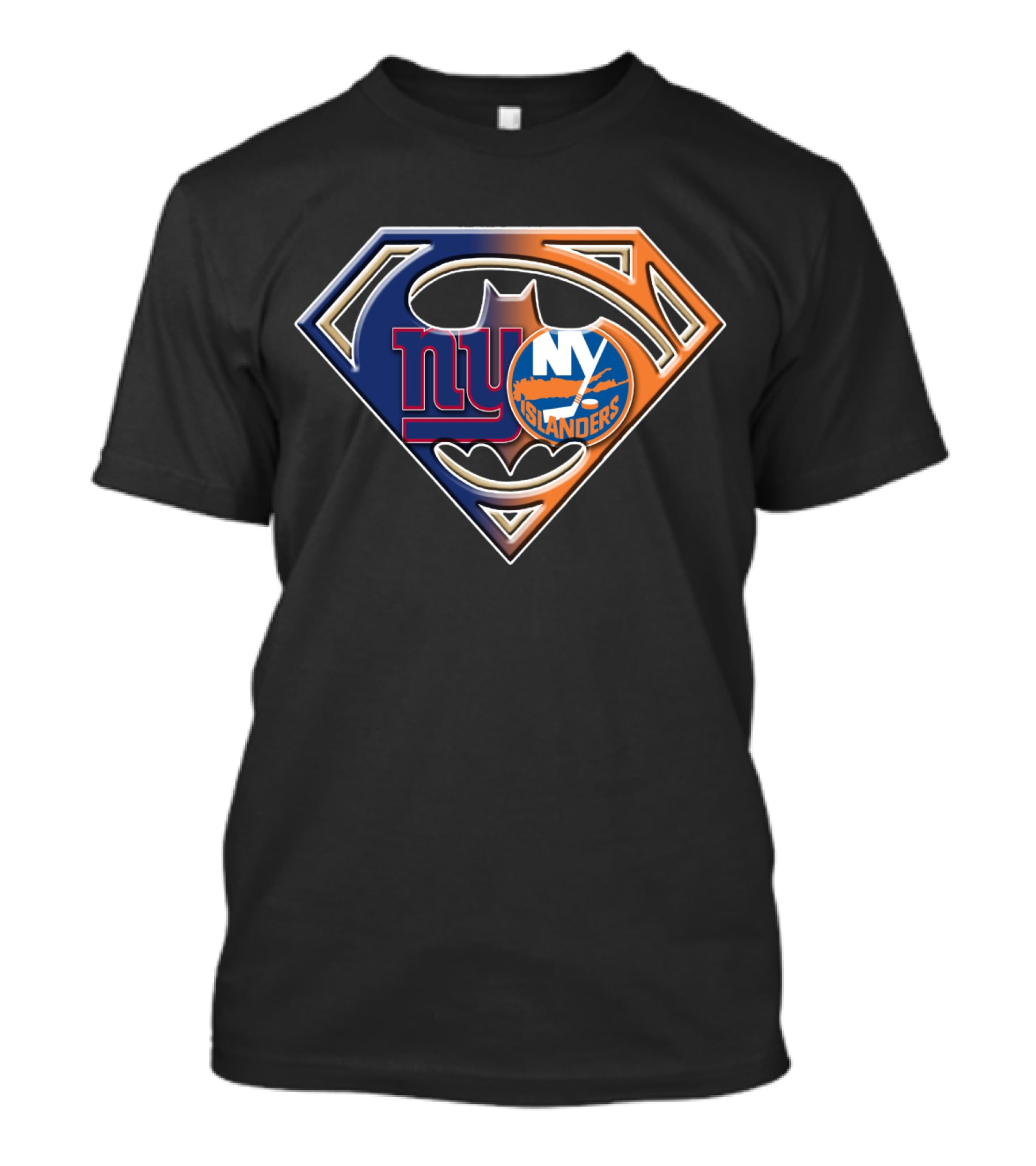 Ny Giants Ny Islanders Batman Superhero Crossover T-Shirt