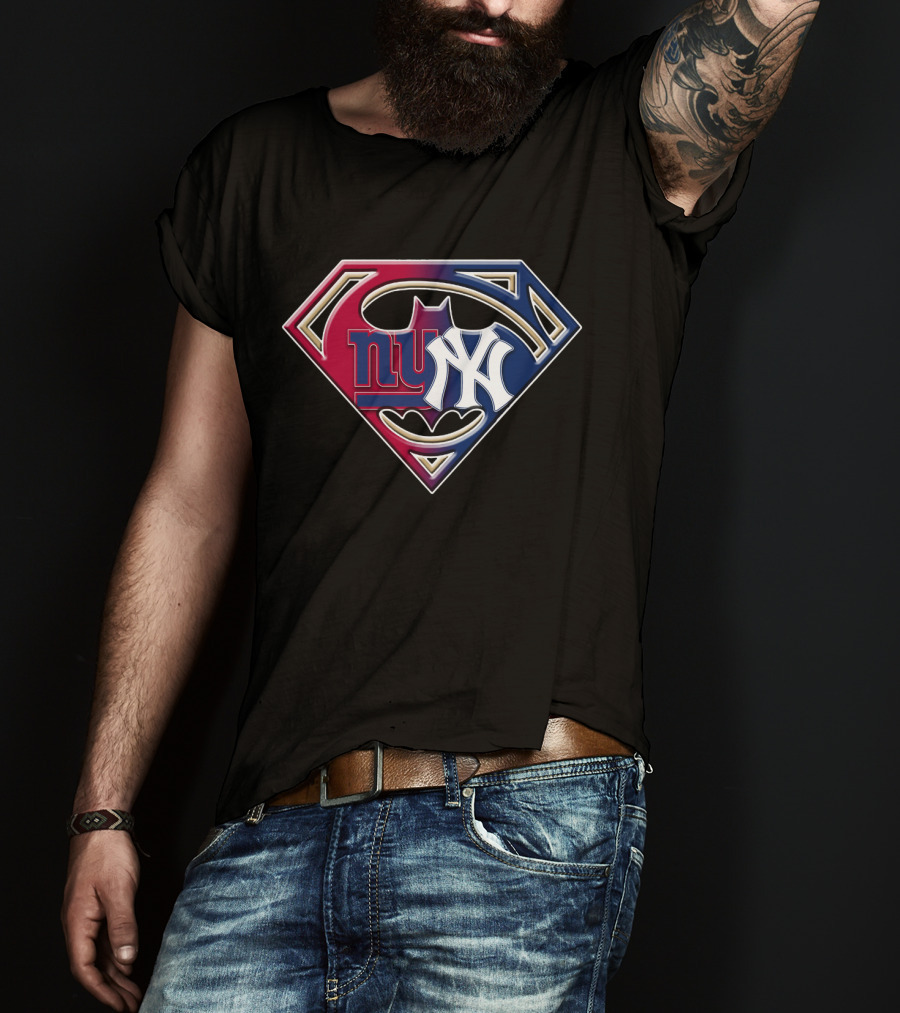 Superman Batman New York Giants Yankees Crossover 067 T-Shirt