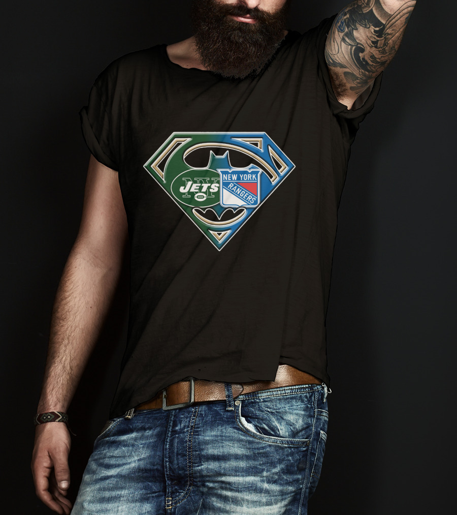 New York Jets Rangers Superhero Logo Bat 071 T-Shirt