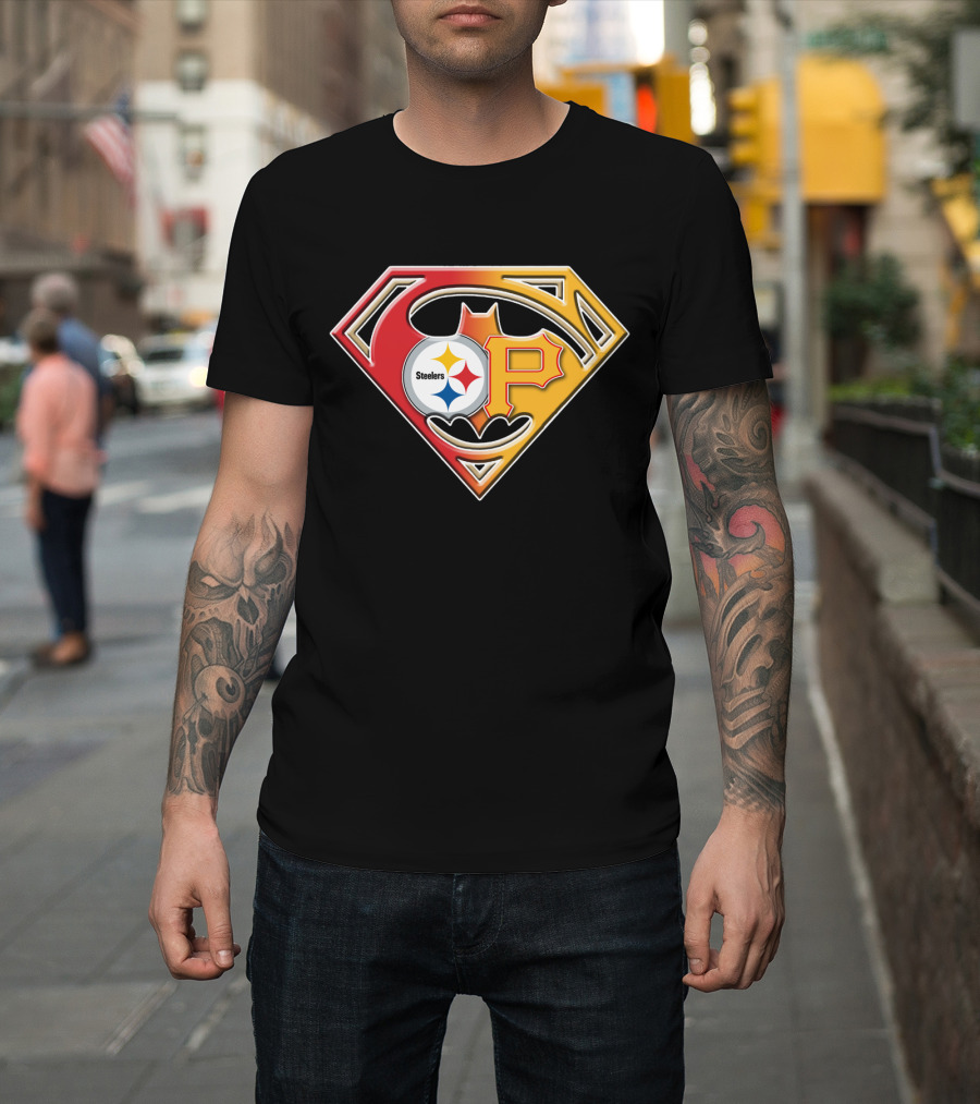 Steelers Pirates Superman Batman Logo Combo T-Shirt