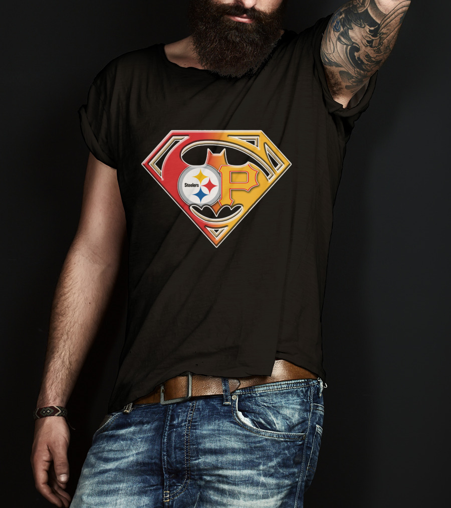 Steelers Pirates Superman Batman Logo Combo T-Shirt