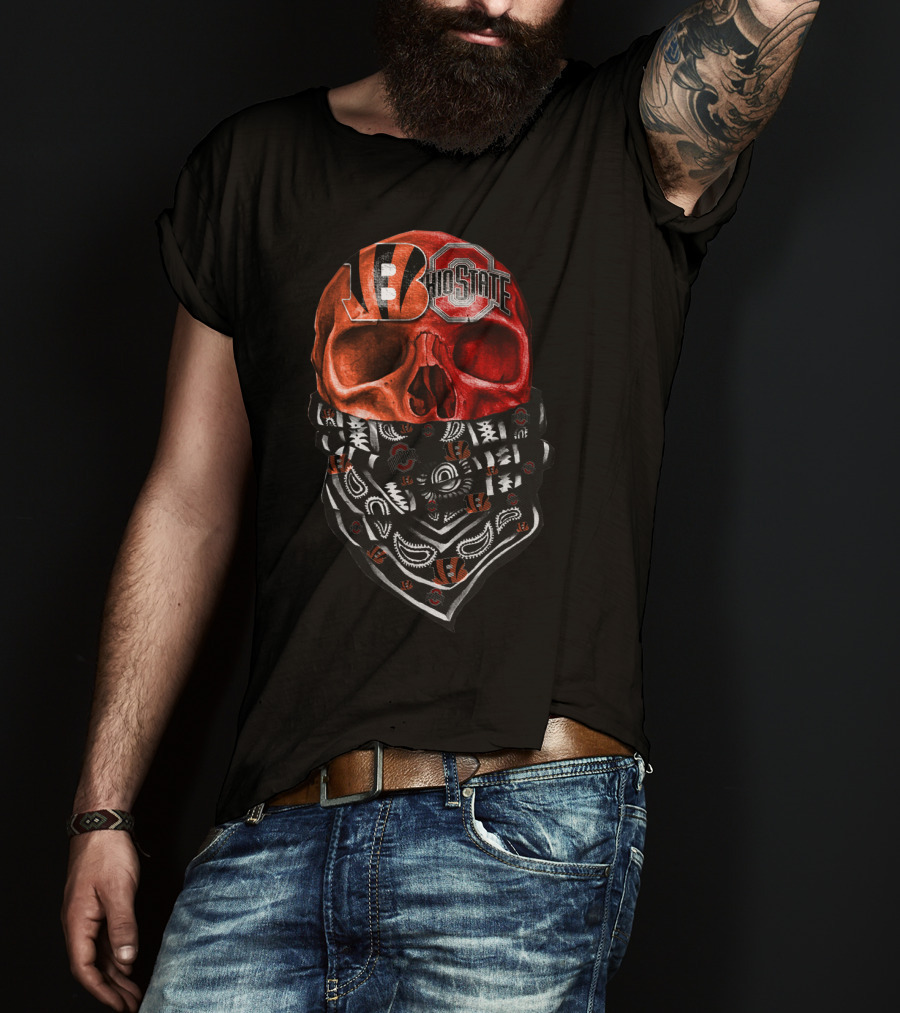 Bengals Ohio State Skull Bandana T-Shirt