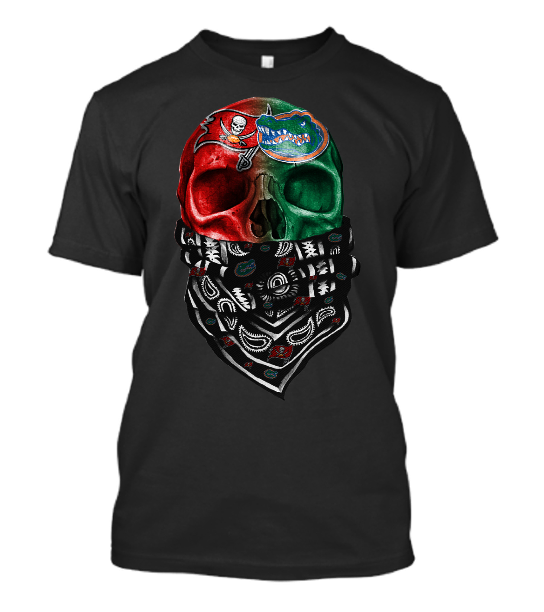Sku 024 Tampa Bay Buccaneers Florida Gators Skull Bandana T-Shirt
