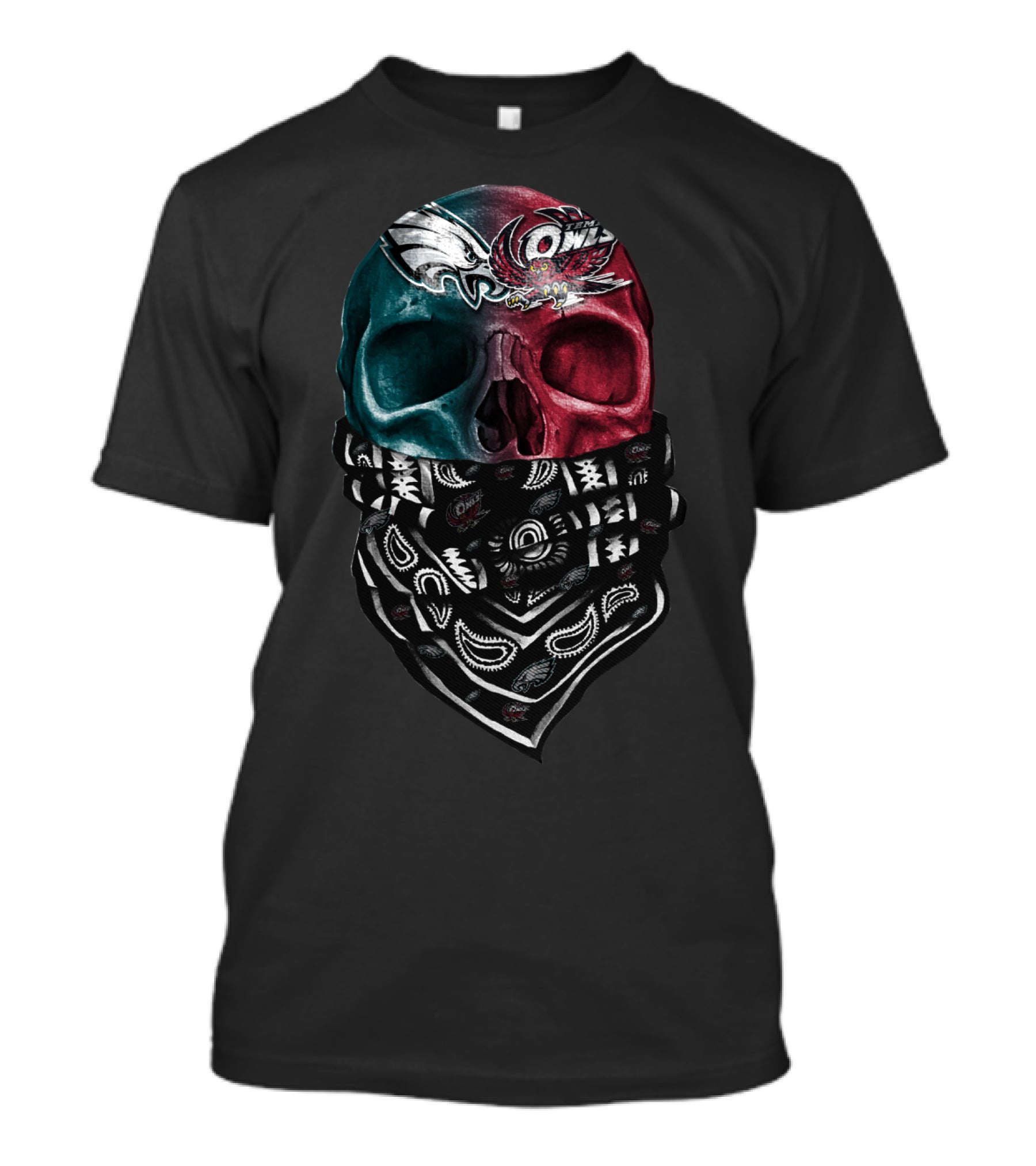 Eagles And Owls Dual Skull Bandana T-Shirt