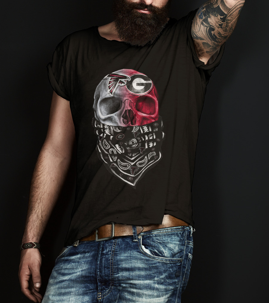 Falcons Georgia Bulldogs Skull Bandana T-Shirt