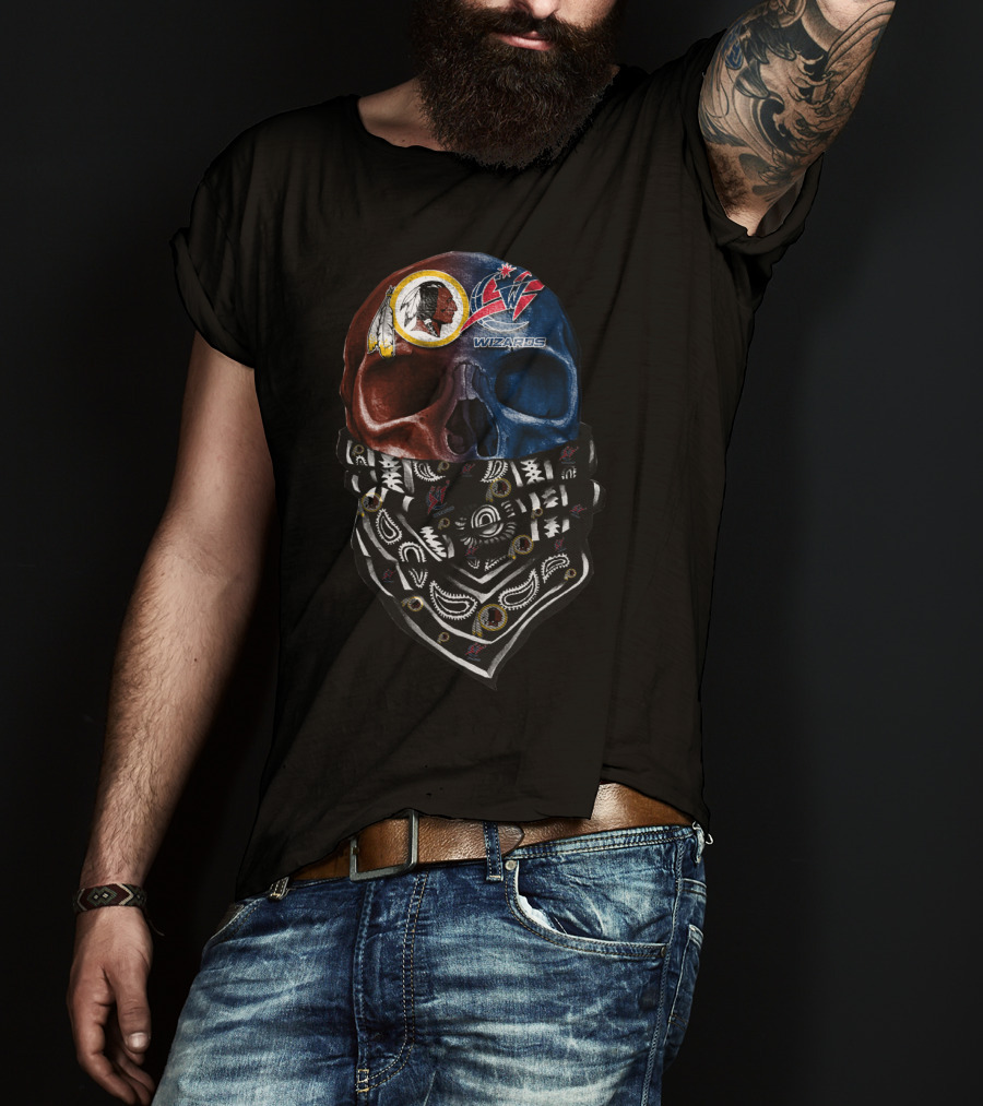 Washington Redskins Wizards Skull Bandana Sku T-Shirt