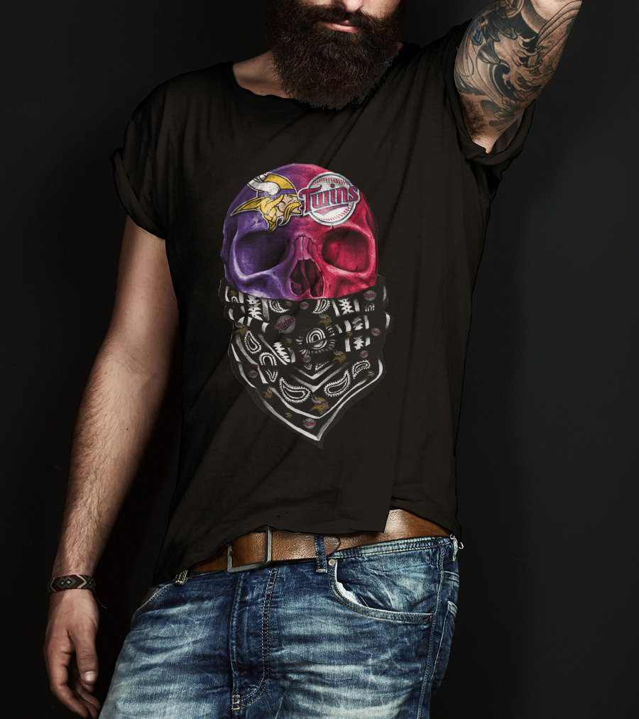 Vikings Twins Skull Bandana Sku 135 T-Shirt