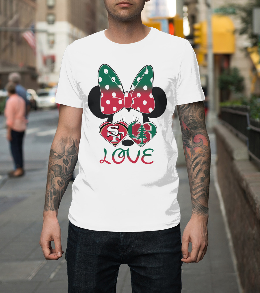 San Francisco 49ers Stanford Cardinal Minnie Mouse Love T-Shirt