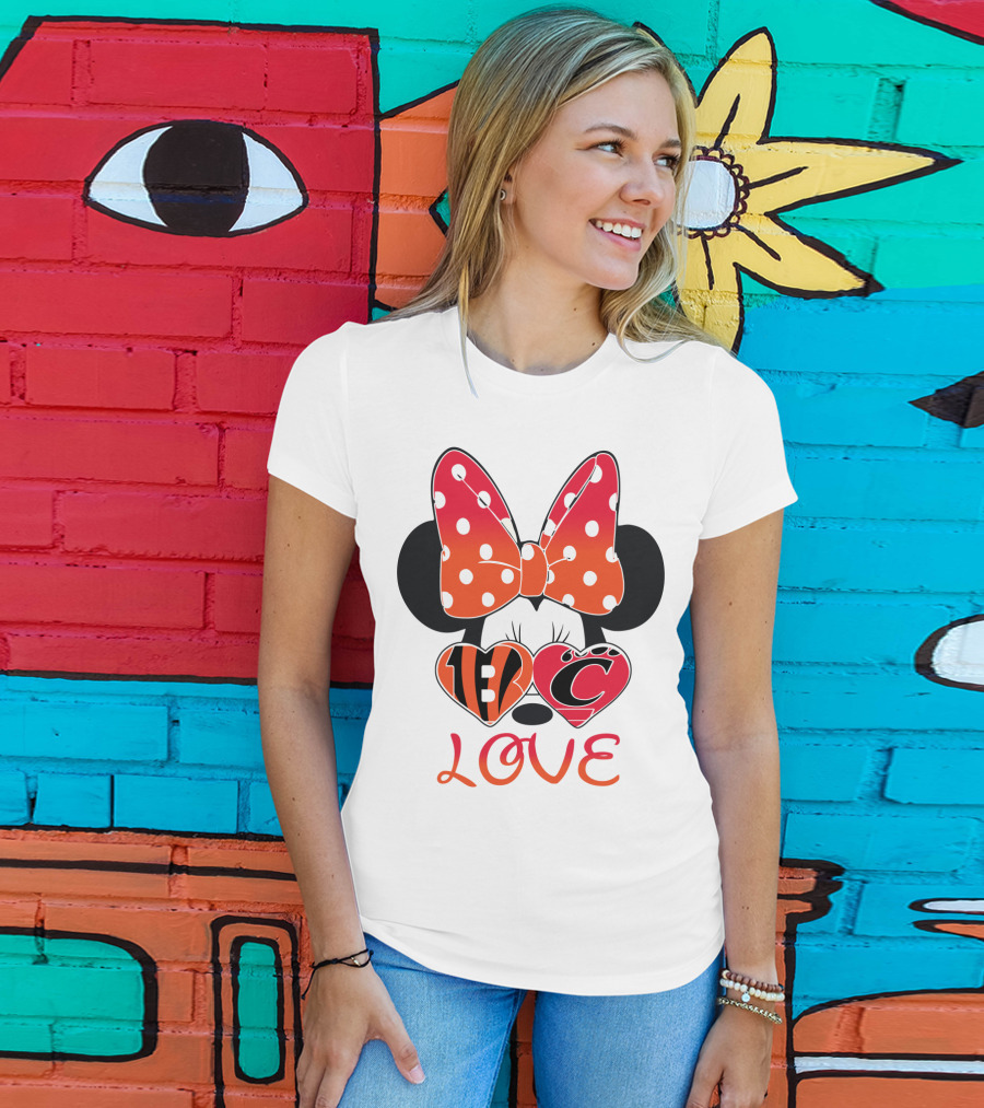 Love Minnie Polka Dot Bow C And B Stripes Hearts T-Shirt