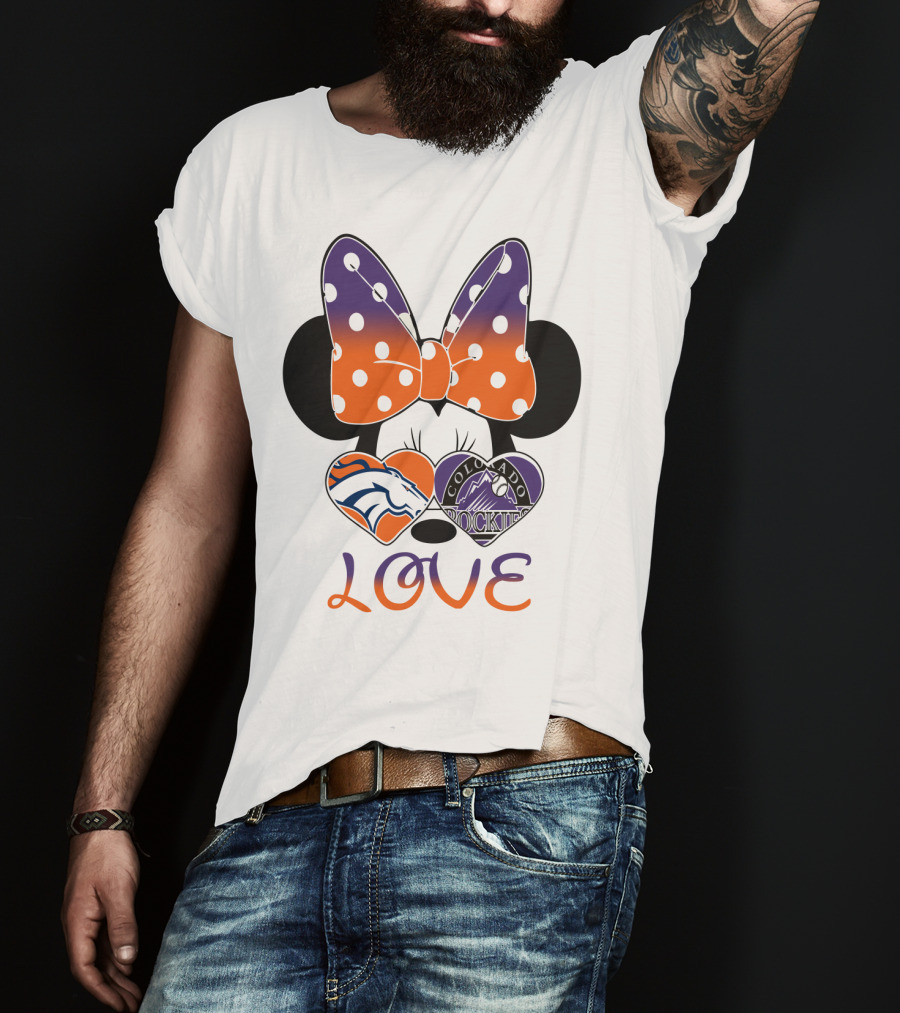 Minnie Mouse Colorado Rockies Denver Broncos Love T-Shirt