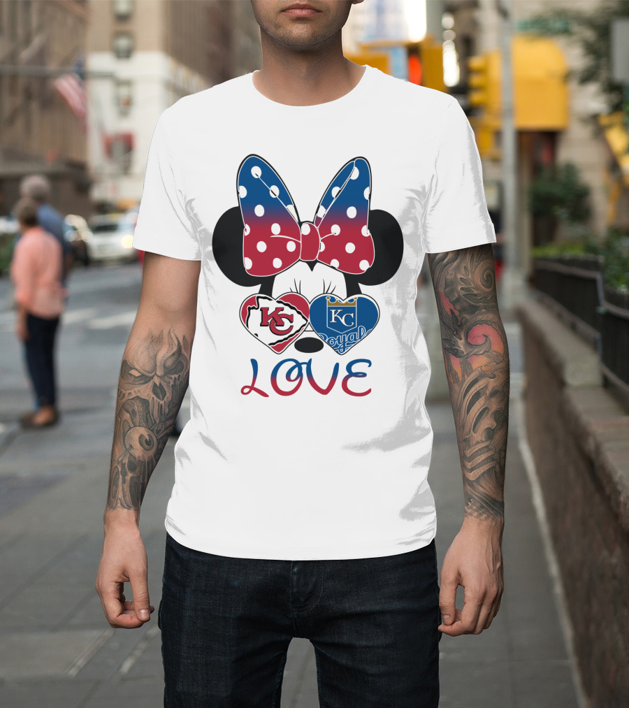 Love Minnie Mouse Kc Chiefs Royals Disney Kansas City T-Shirt