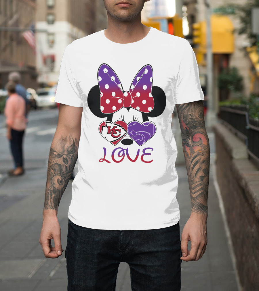 Kansas City Chiefs And Kansas State Wildcats Minnie Mouse Love T-Shirt