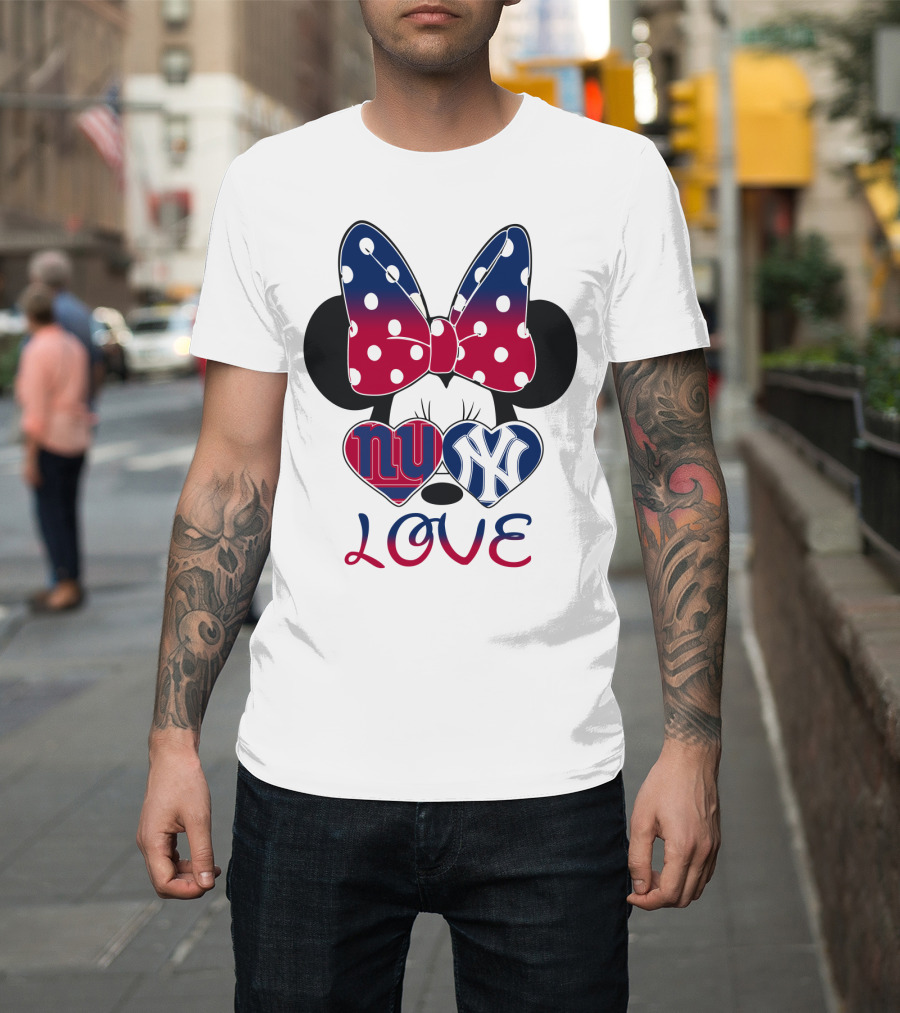 Mic 066 Minnie Bow Giants Yankees Love T-Shirt