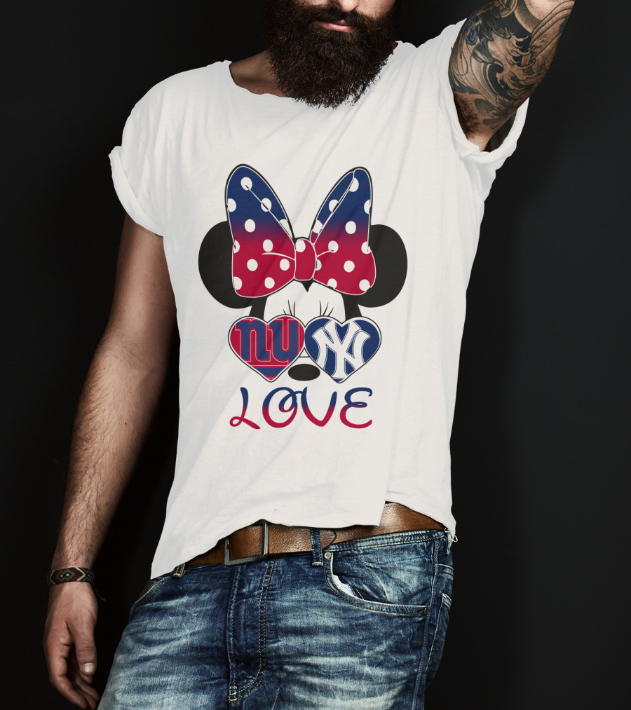 Mic 066 Minnie Bow Giants Yankees Love T-Shirt