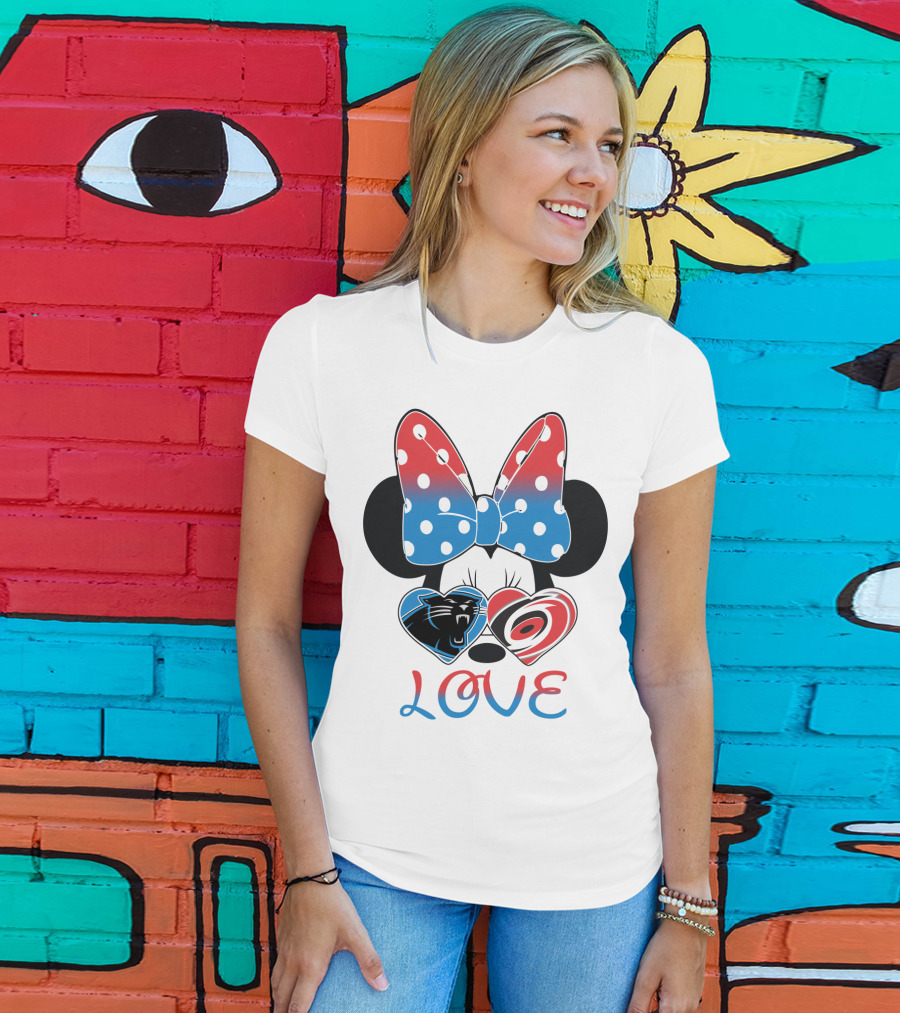 Love Carolina Panthers Hurricanes Minnie Bow T-Shirt