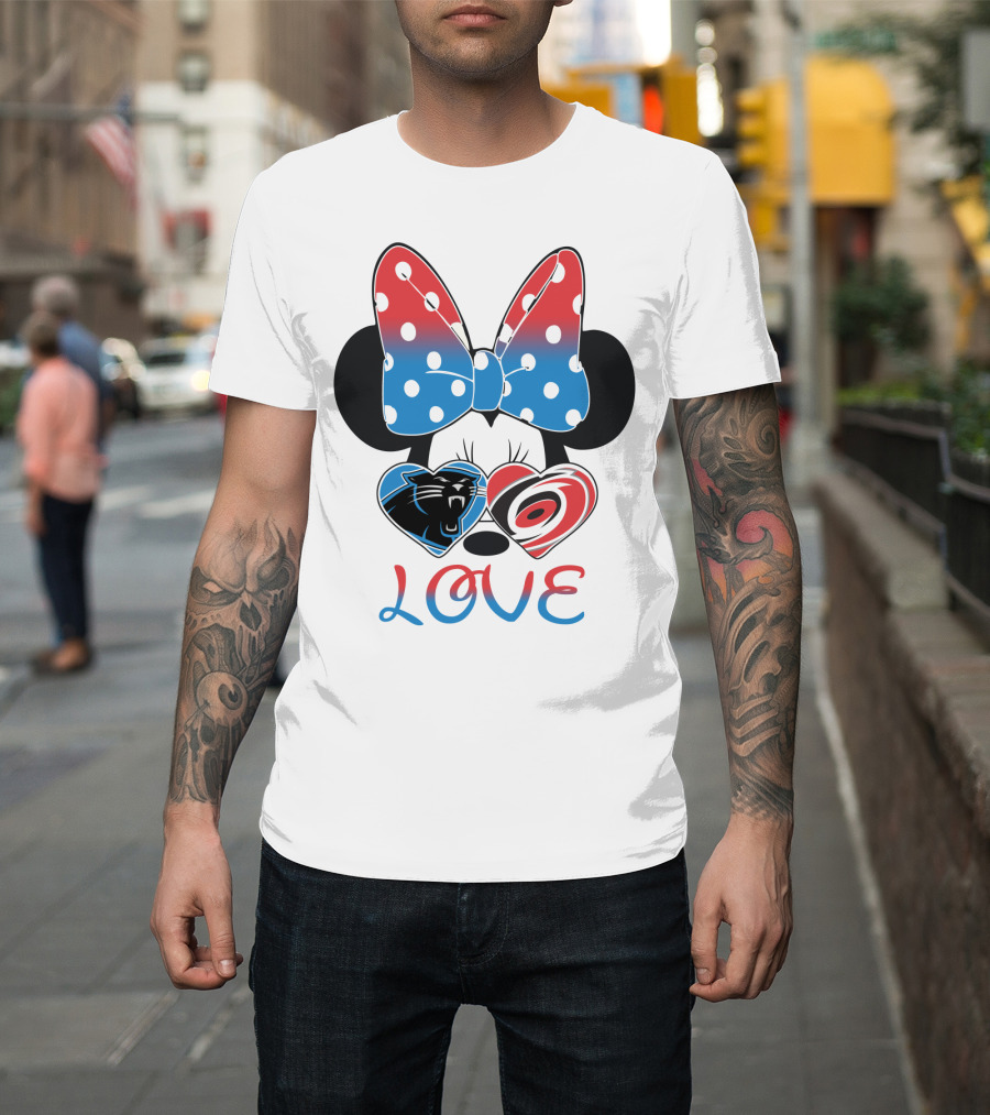 Love Carolina Panthers Hurricanes Minnie Bow T-Shirt