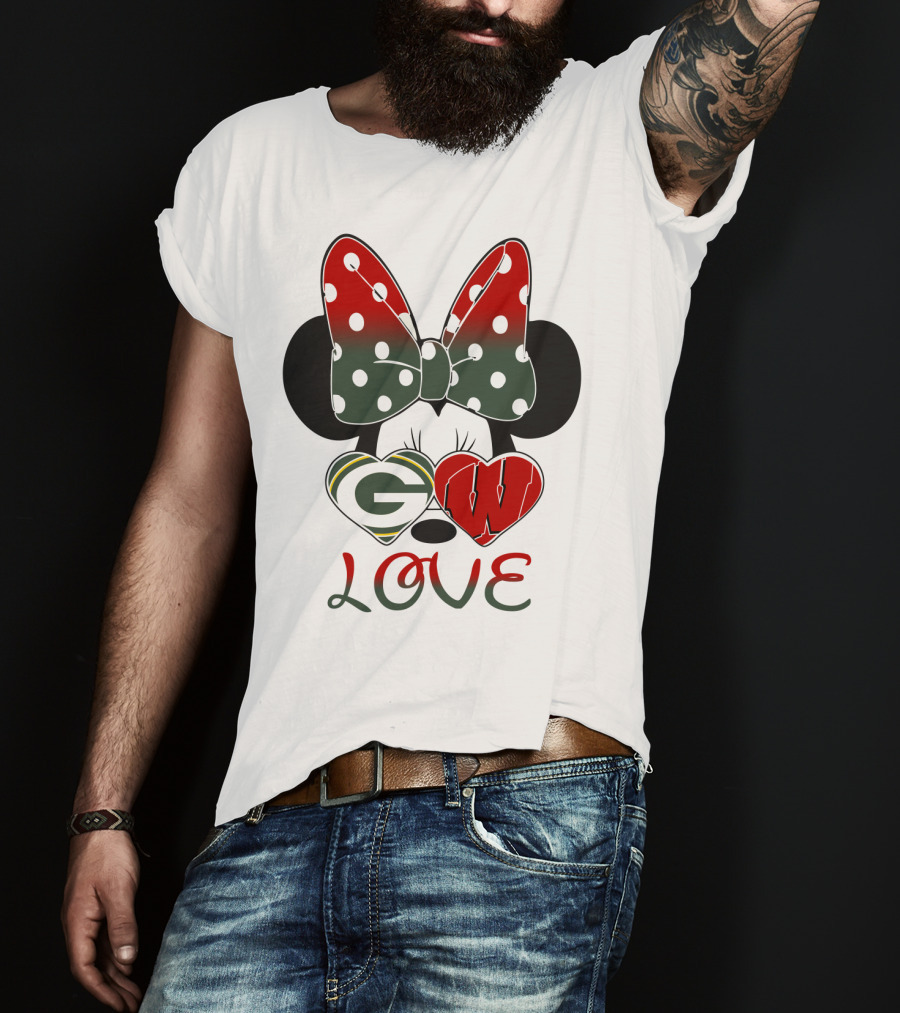 Minnie Mouse Packers Badgers Love T-Shirt