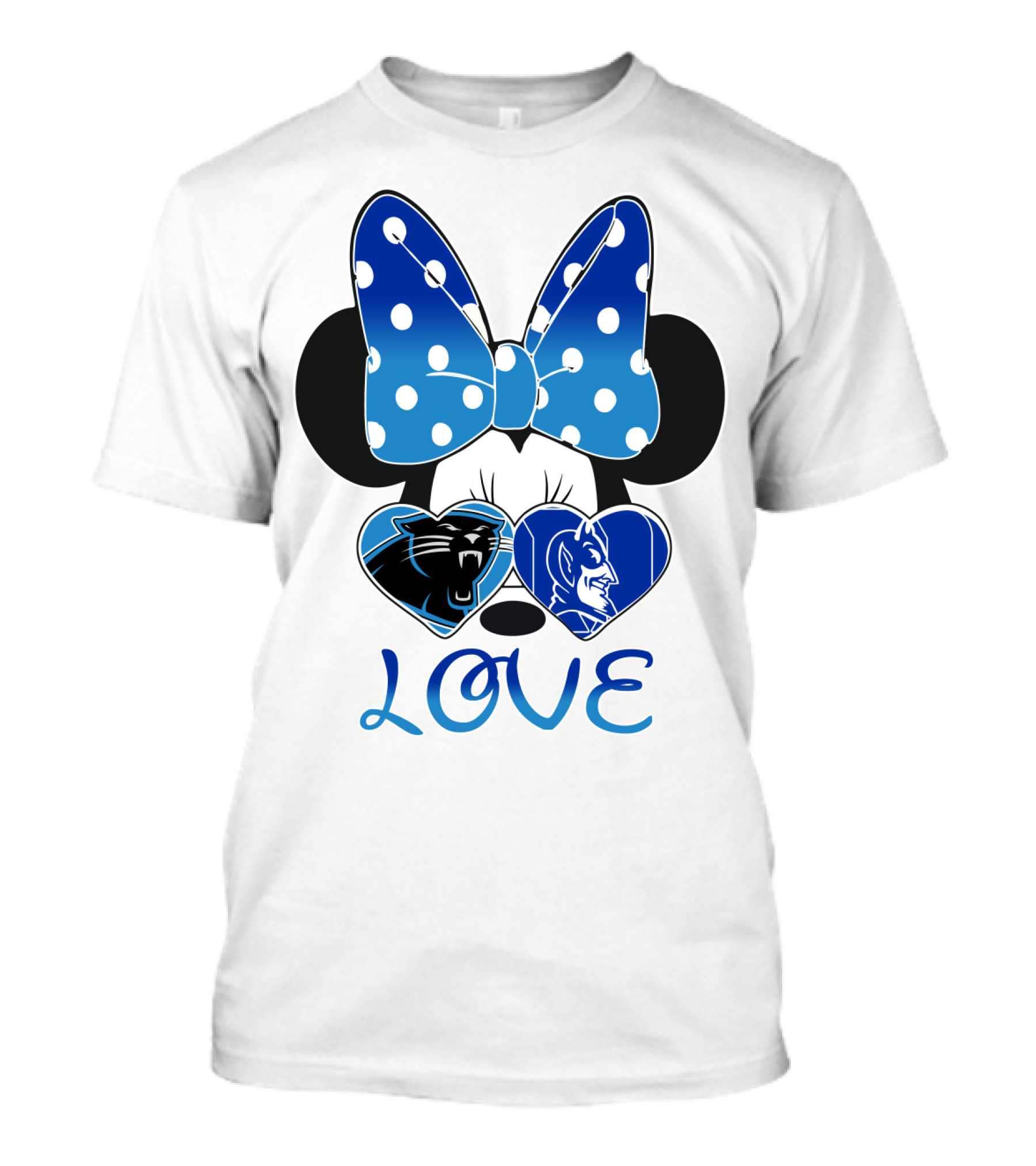 Love Carolina Panthers Duke Blue Devils Disney Bow T-Shirt