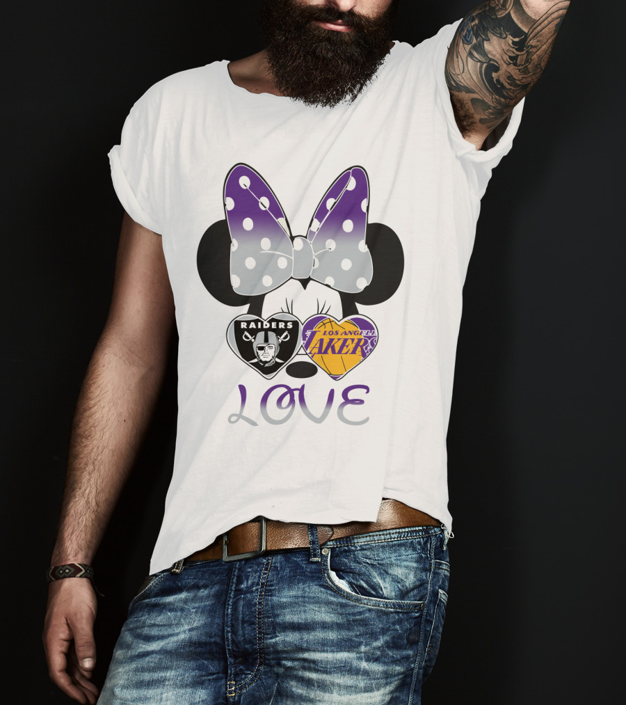 Los Angeles Lakers Raiders Love Minnie Bow T-Shirt