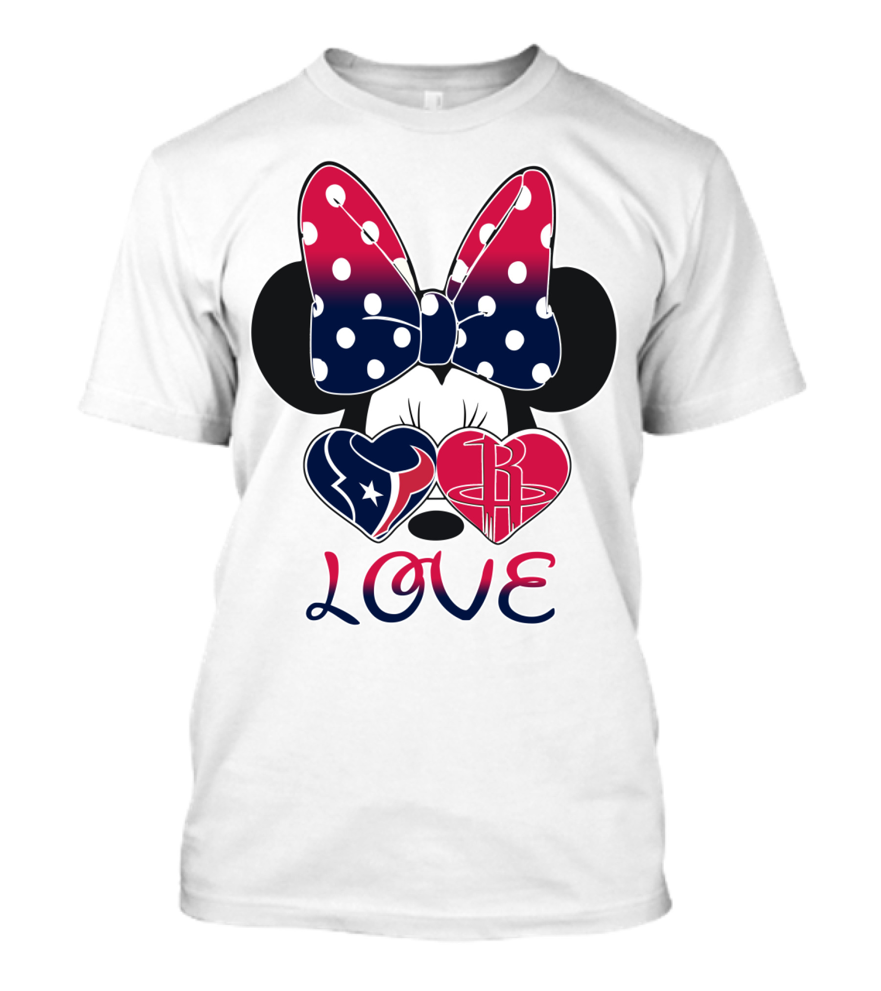 Love Minnie Mouse Houston Texans Rockets Hearts T-Shirt