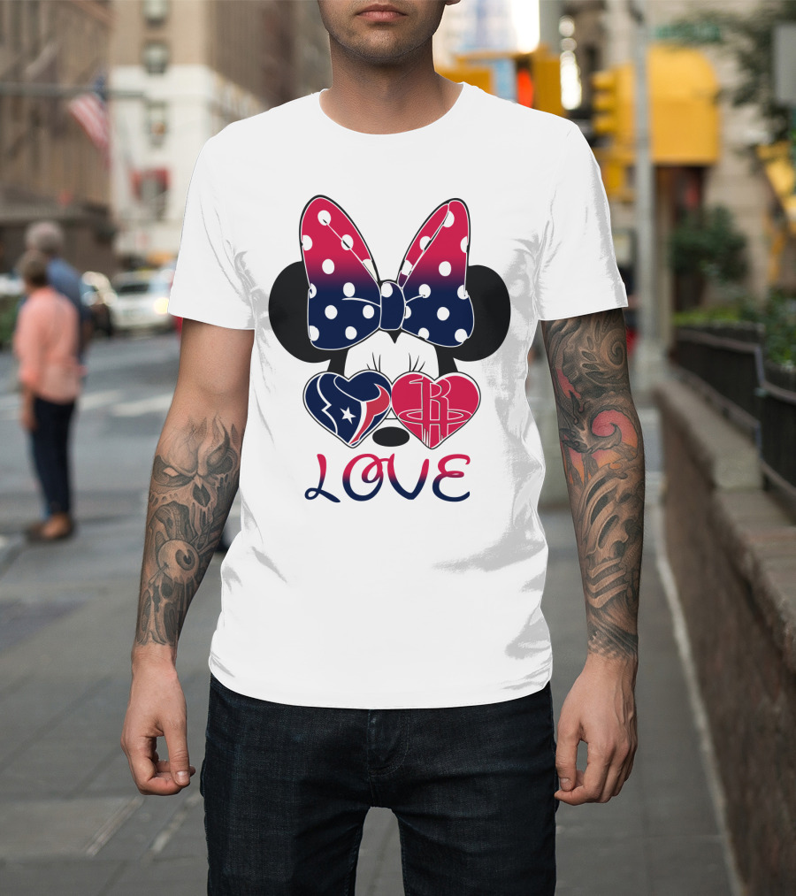 Love Minnie Mouse Houston Texans Rockets Hearts T-Shirt
