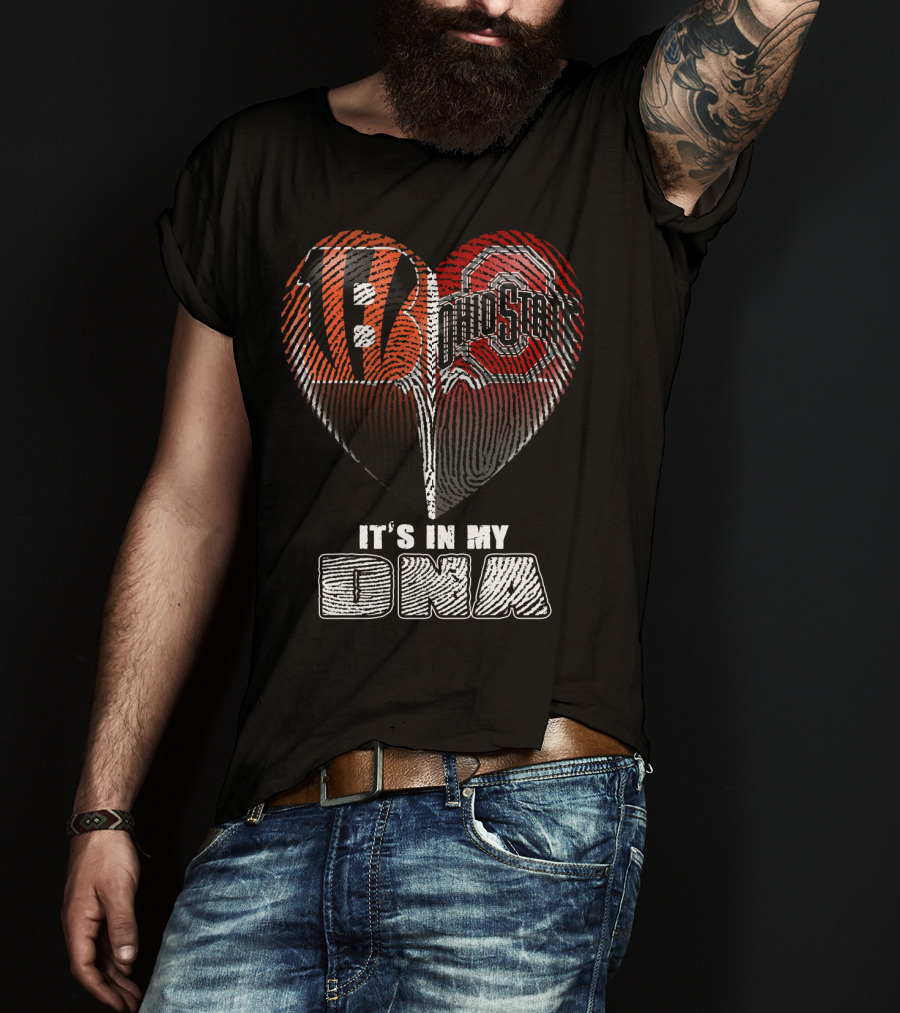 Bengals Ohio State It's In My Dna Heart Fingerprint T-Shirt