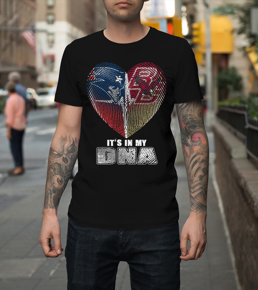 It's In My Dna Patriots Boston College Heart Fingerprint T-Shirt