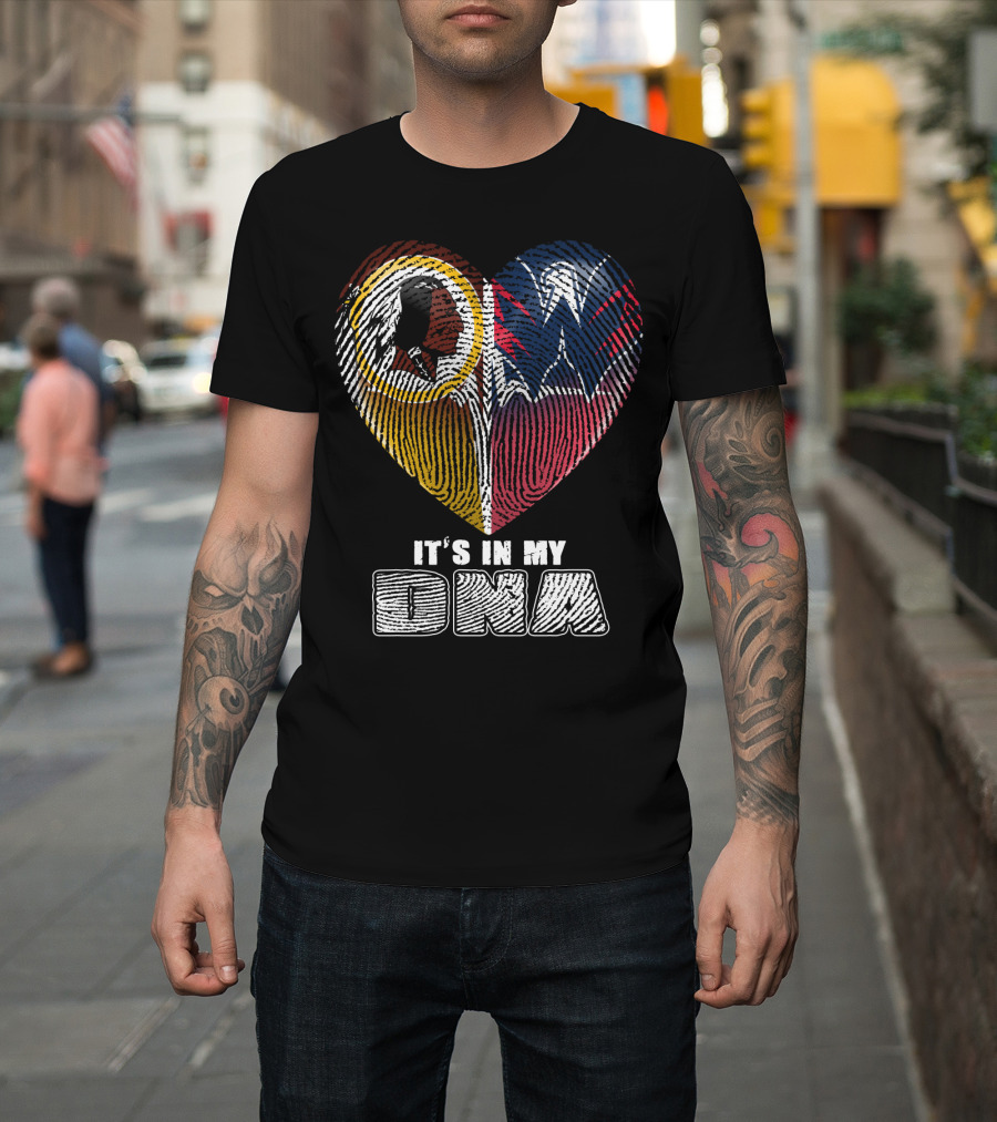 It's In My Dna Washington Football And Wizards Heart Fingerprint T-Shirt