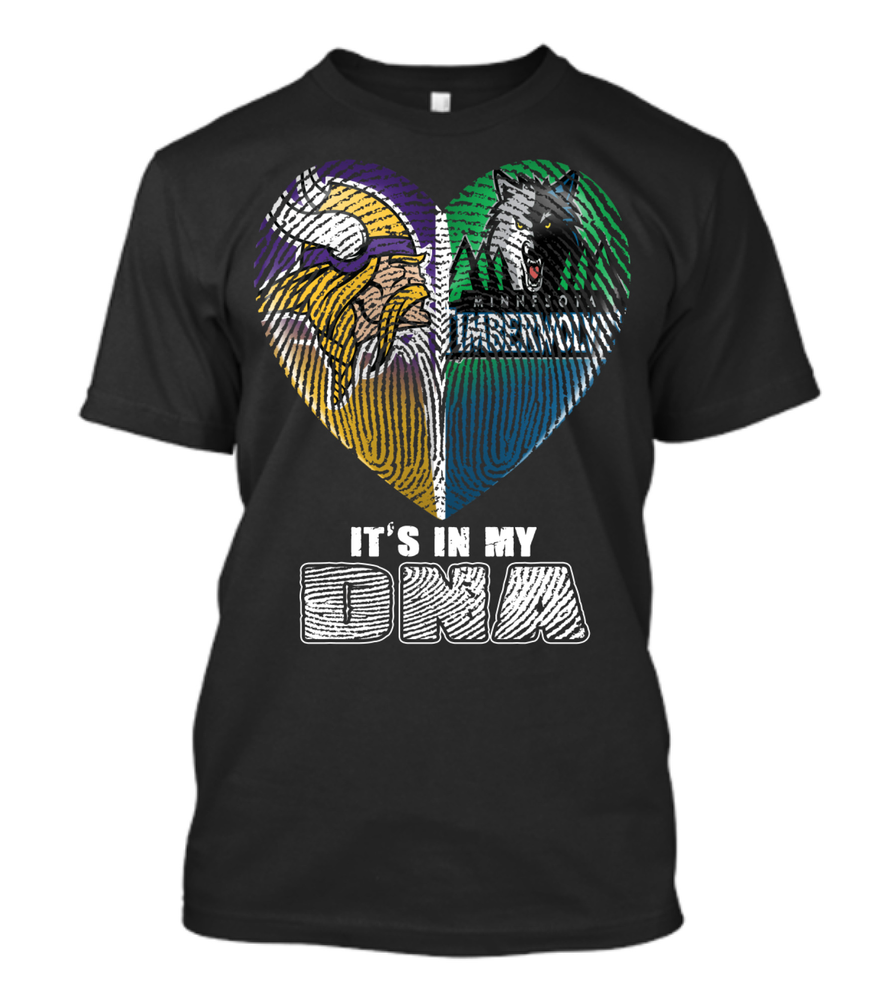 It's In My Dna Minnesota Vikings Timberwolves Heart Fingerprint T-Shirt