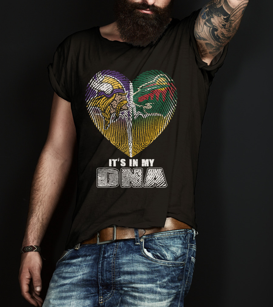 It's In My Dna Minnesota Vikings Wild Heart Fingerprint T-Shirt