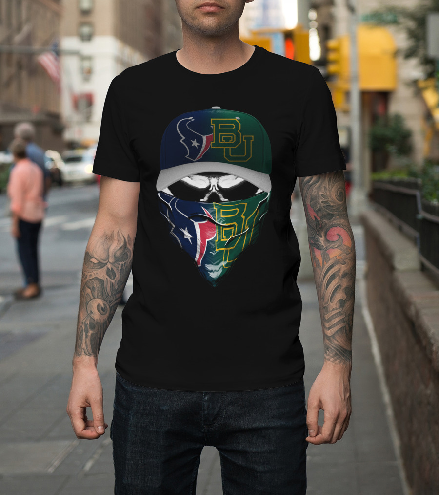 Houston Texans Baylor University Fan Mask Skull T-Shirt