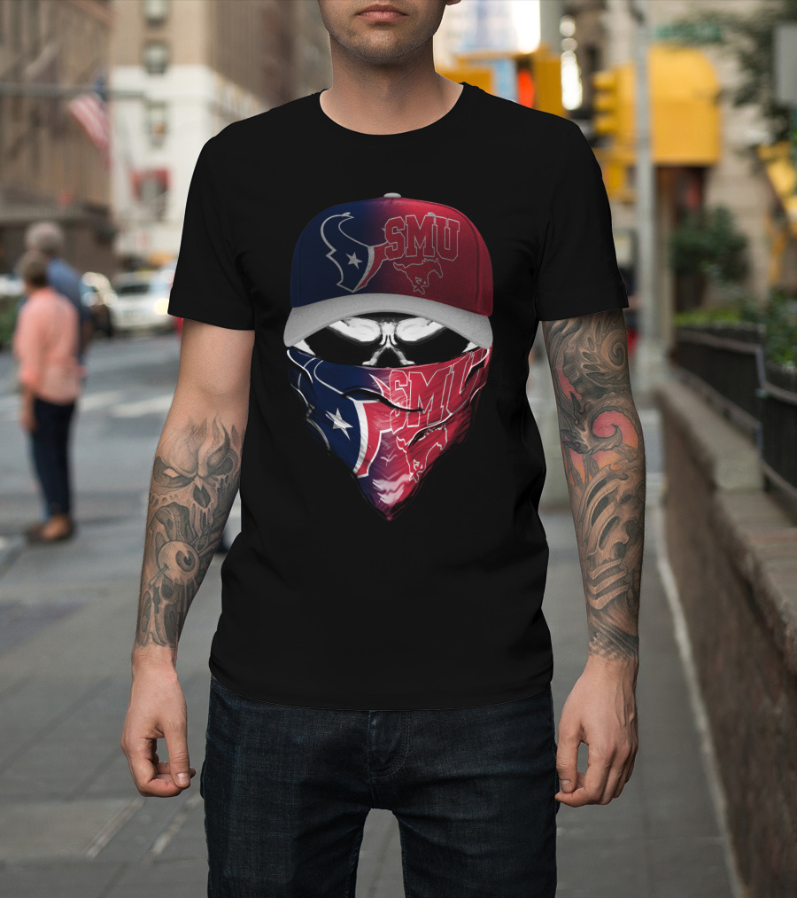 Smu Texas Football Skull Mask Houston Texans T-Shirt