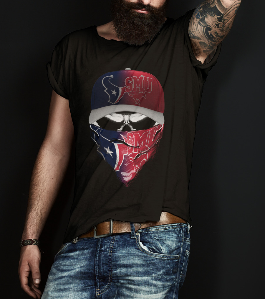 Smu Texas Football Skull Mask Houston Texans T-Shirt