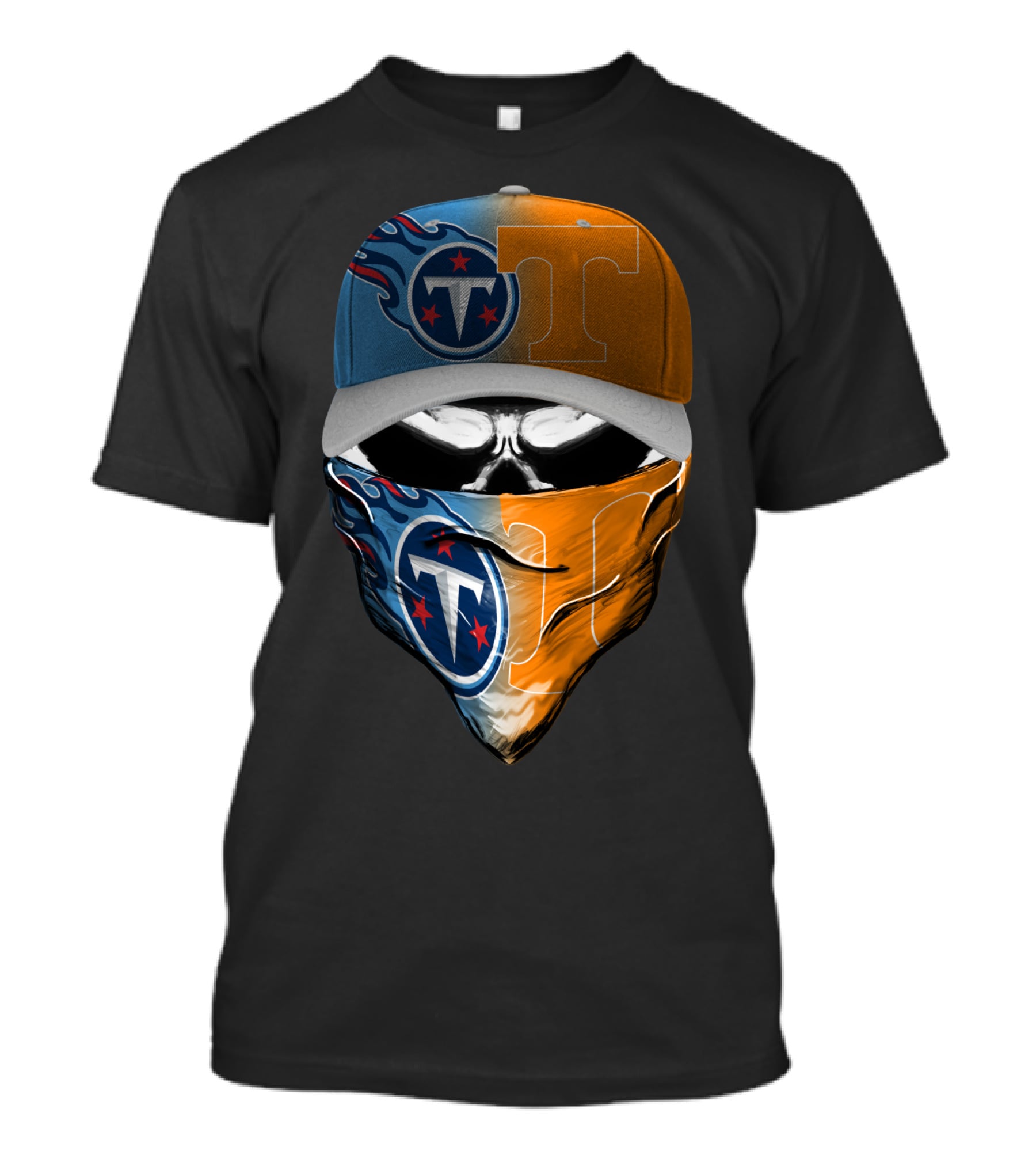 Tennessee Titans Vols Half And Half Face Covering Hat T-Shirt