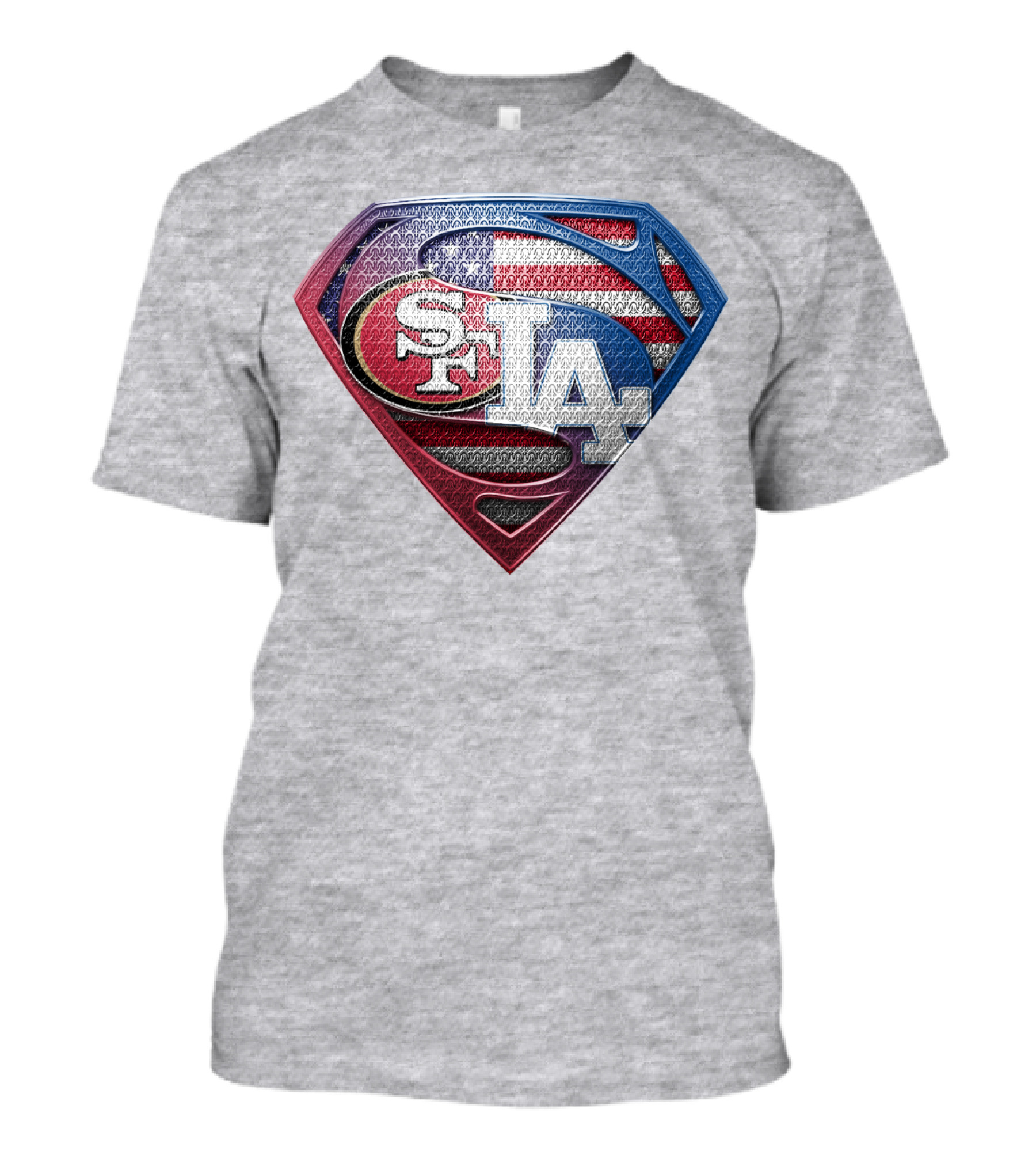 Sf La Superman Shield American Flag Hintergrund T-Shirt