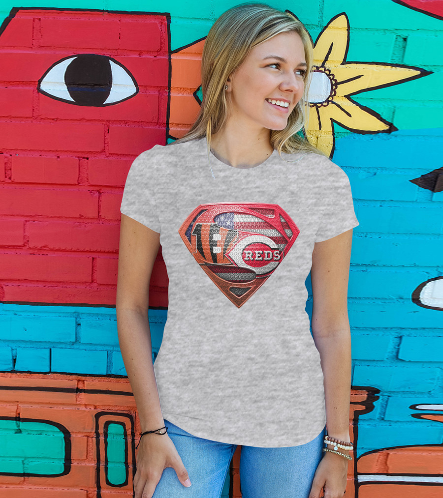 Bengals Reds American Flag Super Symbol T-Shirt
