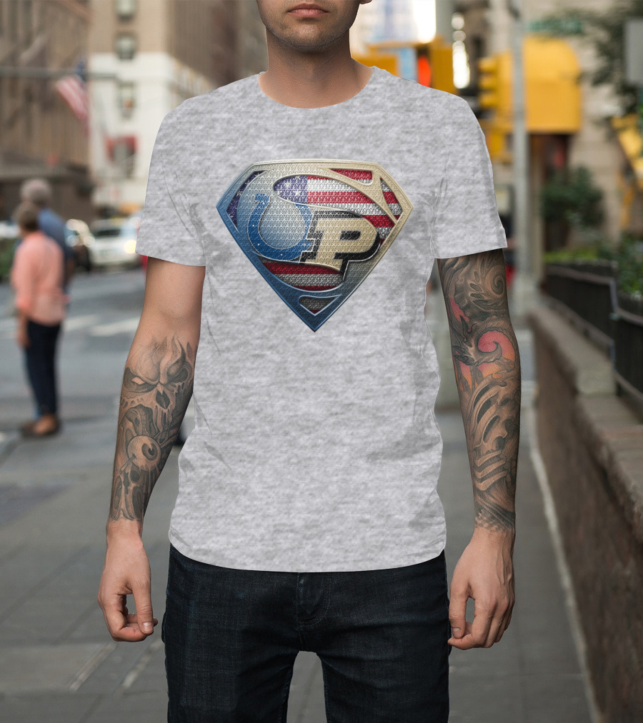 Colts Superman Purdue American Flag T-Shirt
