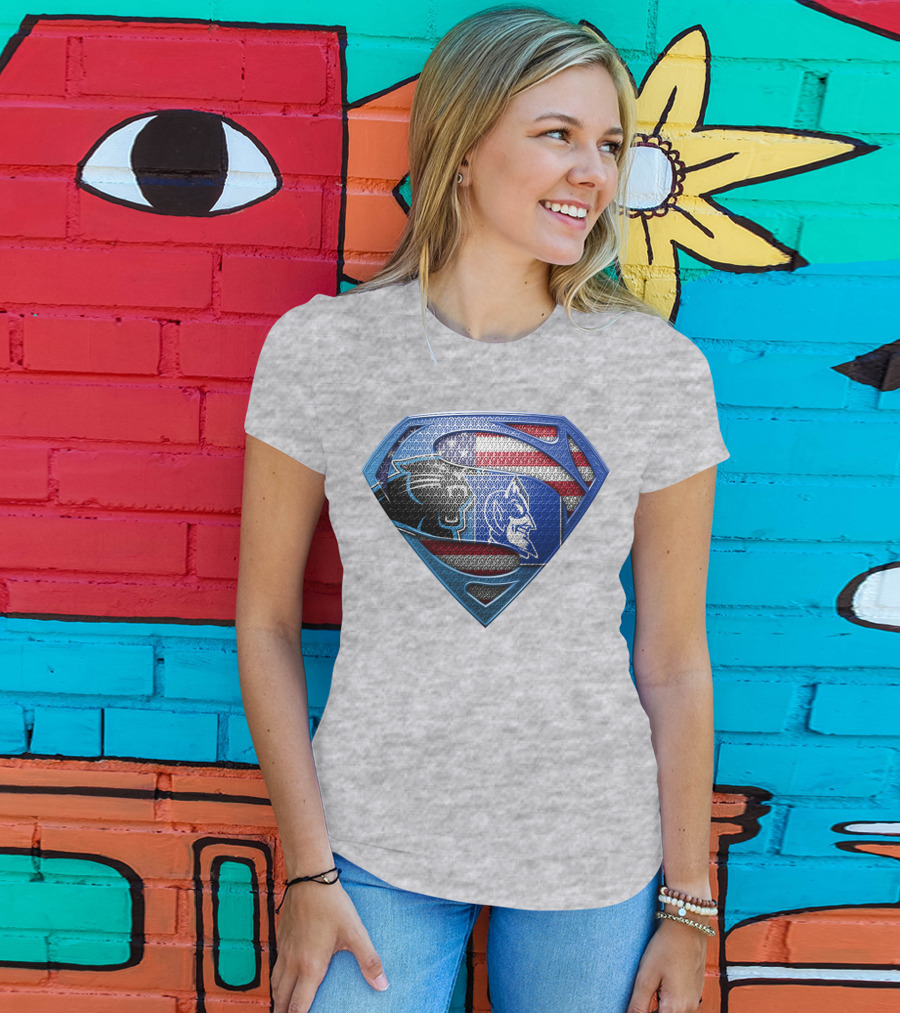 Super Carolina Panthers Duke Blue Devils American Flag T-Shirt