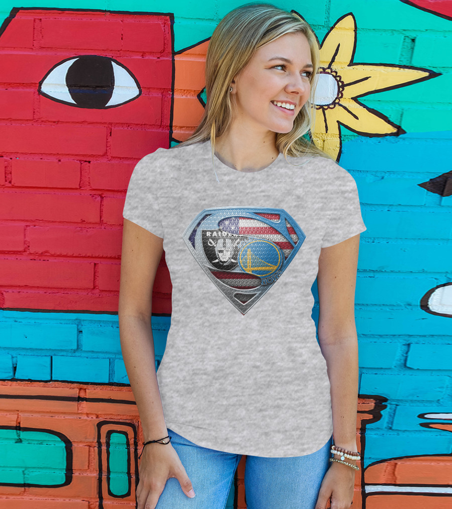 Superhero Shield Raiders Warriors American Flag T-Shirt