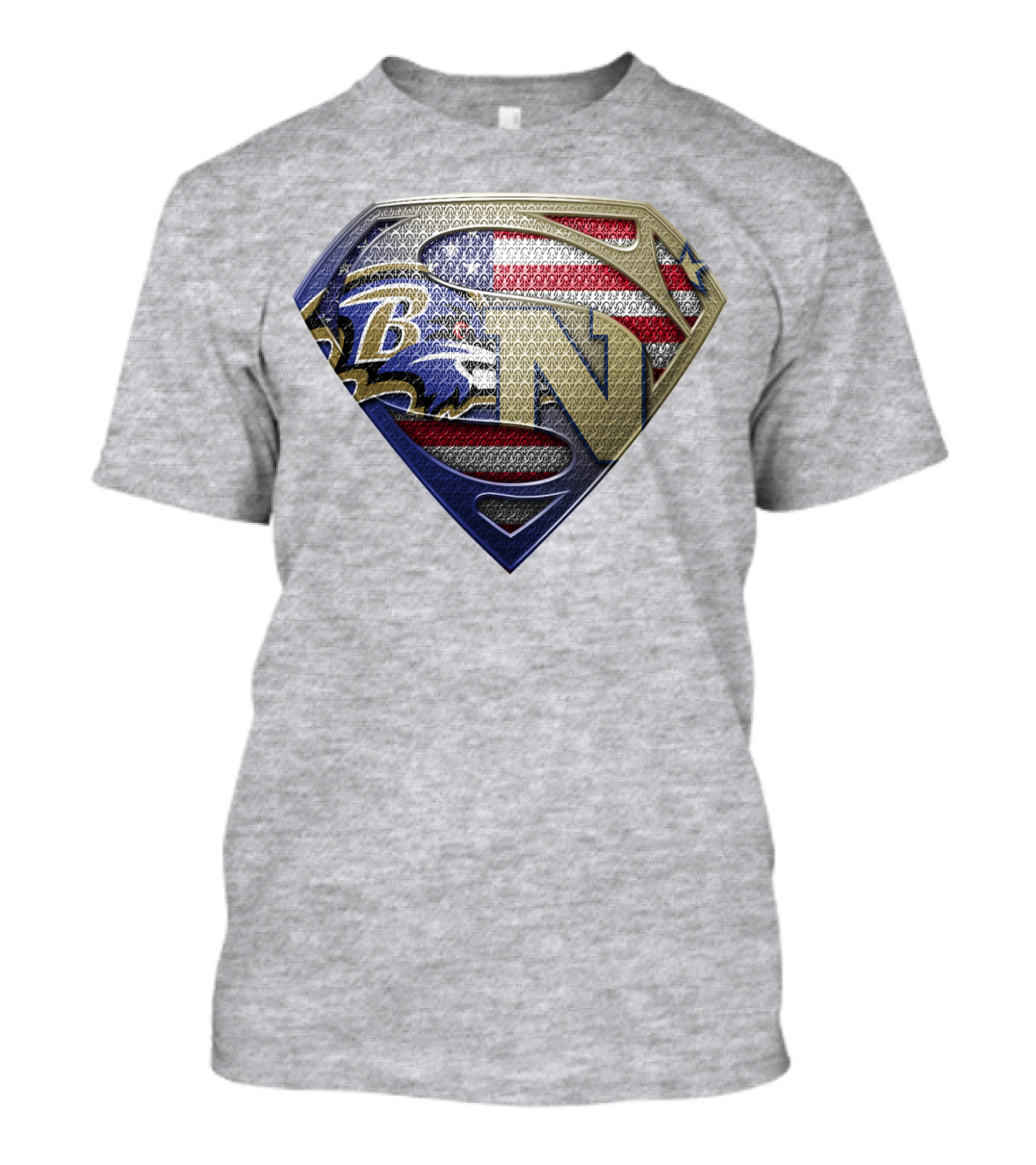 Baltimore Ravens Nfl Superman Shield American Flag T-Shirt