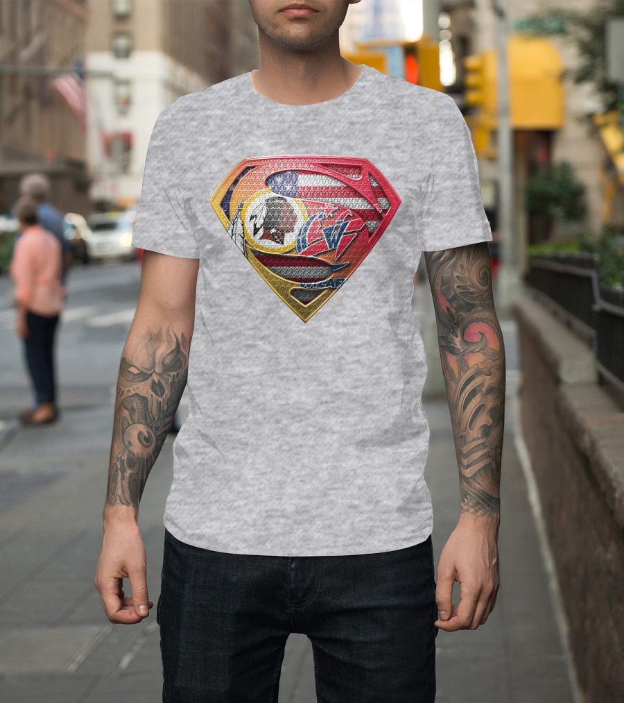 Superman Washington Redskins Wizards Nfl Nba Mix Superhero T-Shirt