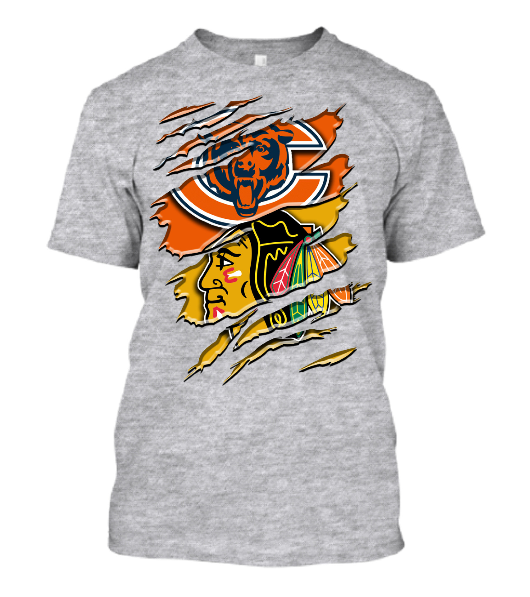 Chicago Bears And Blackhawks Torn T-Shirt